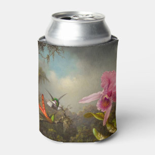 Orchid with Two Hummingbirds Heade Can Cooler