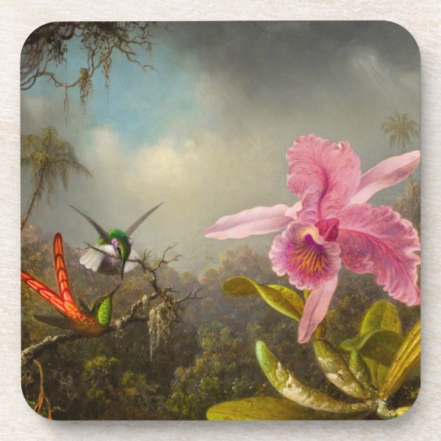 Orchid with Two Hummingbirds Heade Coaster (Front)