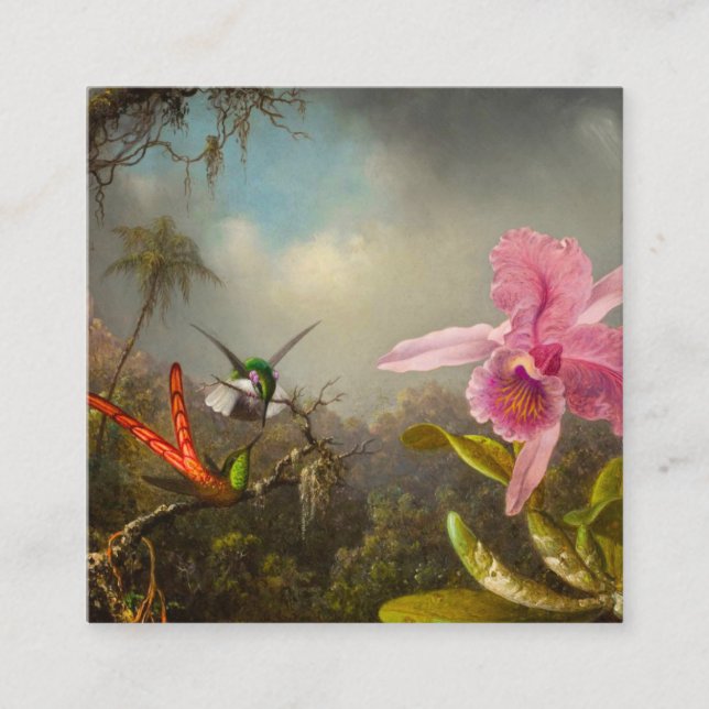 Orchid with Two Hummingbirds Heade Enclosure Card (Front)