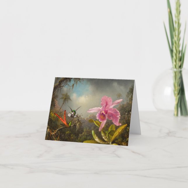 Orchid with Two Hummingbirds Heade Invitation (Front)