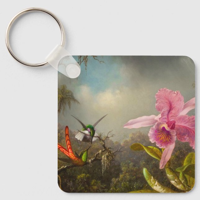 Orchid with Two Hummingbirds Heade Key Ring (Front)