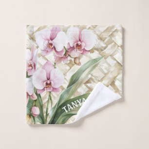 Orchid with Woven Pattern Make up Wash Cloth