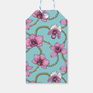 Orchids and chains, pink and blue gift tags