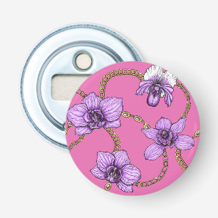 Orchids and chains, violet and pink bottle opener
