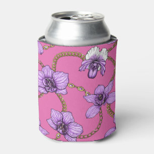 Orchids and chains, violet and pink can cooler