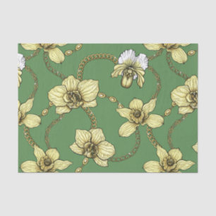 Orchids and chains, yellow and kelly green tissue paper