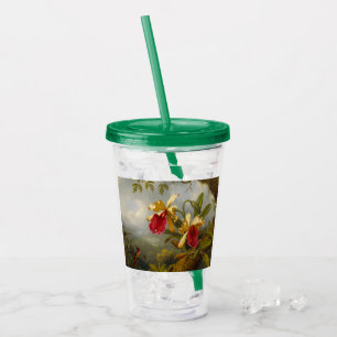 Orchids and Hummingbird Heade Acrylic Tumbler