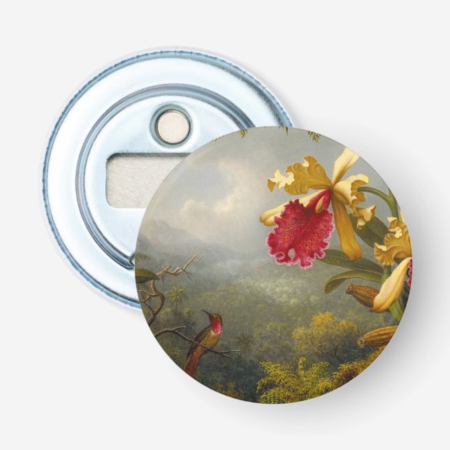 Orchids and Hummingbird Heade Bottle Opener (Front)