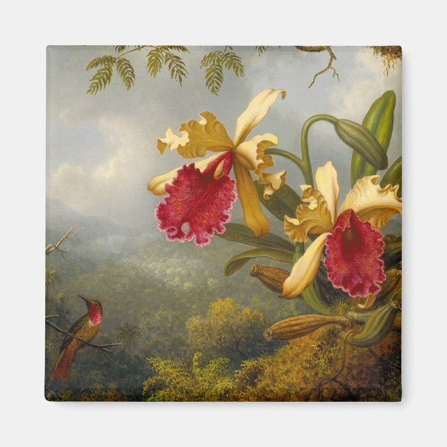 Orchids and Hummingbird Heade Magnet (Front)