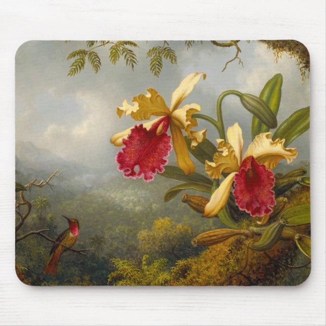 Orchids and Hummingbird Heade Mouse Pad (Front)