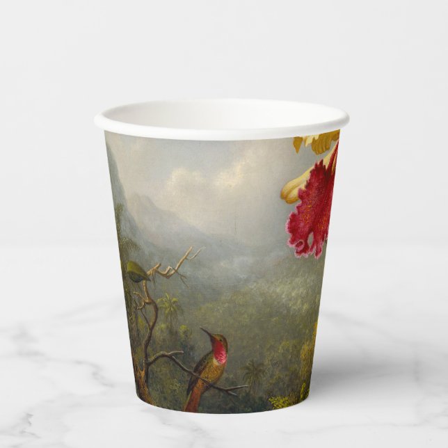 Orchids and Hummingbird Heade Paper Cups (Front)