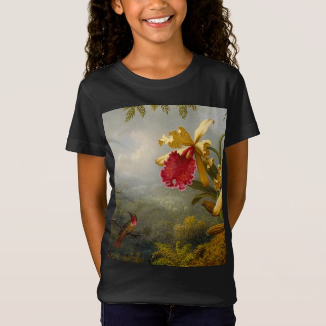 Orchids and Hummingbird Heade T-Shirt (Front)