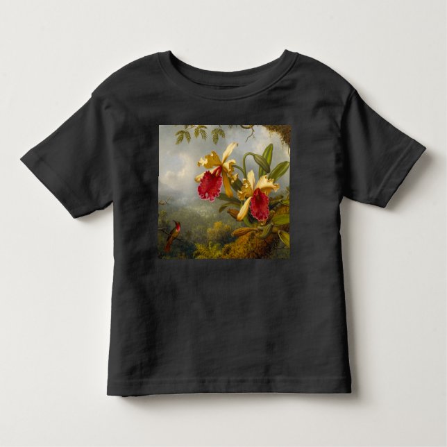 Orchids and Hummingbird Heade Toddler T-Shirt (Front)