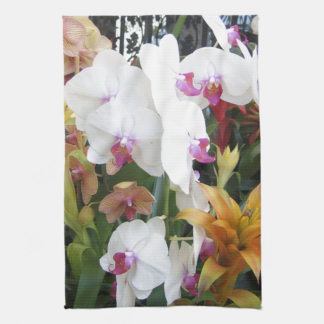 Orchids and Iron Tea Towel (Vertical)
