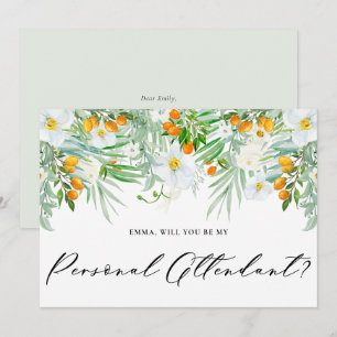 Orchids and Kumquats Be My Personal Attendant Invitation
