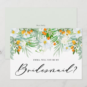 Orchids and Kumquats Will You Be My Bridesmaid Invitation
