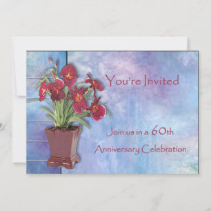Orchids and Watercolor 60th Anniversary Invitation