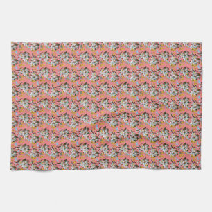 Orchids Butterflies Pink Botanical Tea Towel