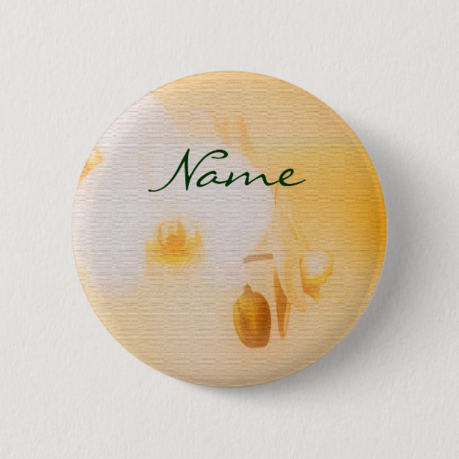 Orchids - customisable 6 cm round badge (Front)