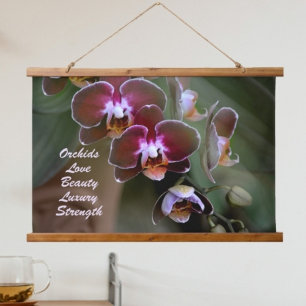 Orchids Exotic Maroon Flora Photographic Floral Hanging Tapestry