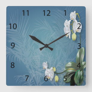 Orchids & Ferns Square Wall Clock