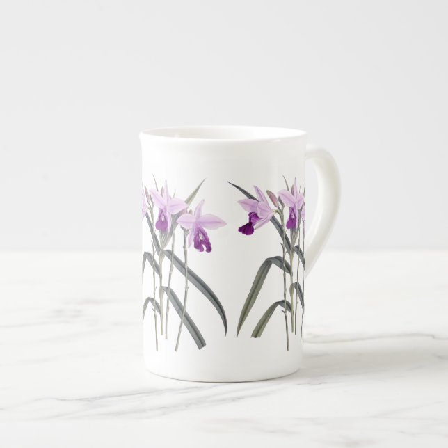 Orchids Floral Botanical Bone China Mug (Front Right)