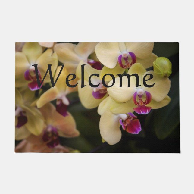 Orchids of pink and yellow doormat (Front)
