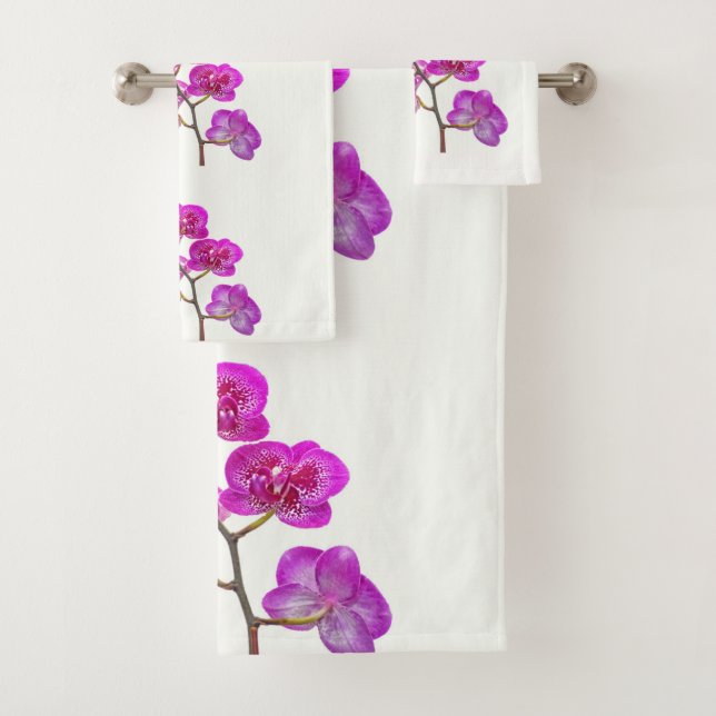 Orchids on Light Background Bath Towel Set (Insitu)