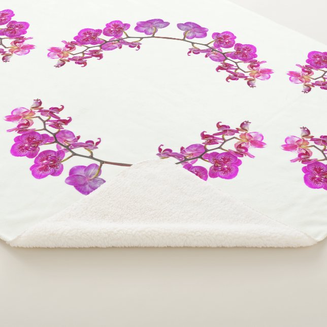 Orchids on Light Background Large Sherpa Blanket (3/4)