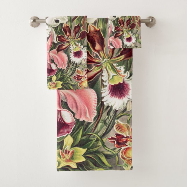 Orchids, Orchideae Denusblumen by Ernst Haeckel Bath Towel Set (Insitu)