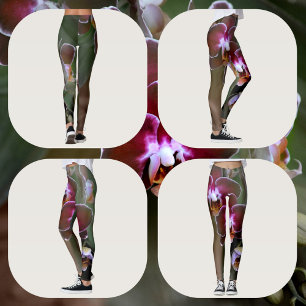 Orchids Purple Floral Botanical Photographic Leggings