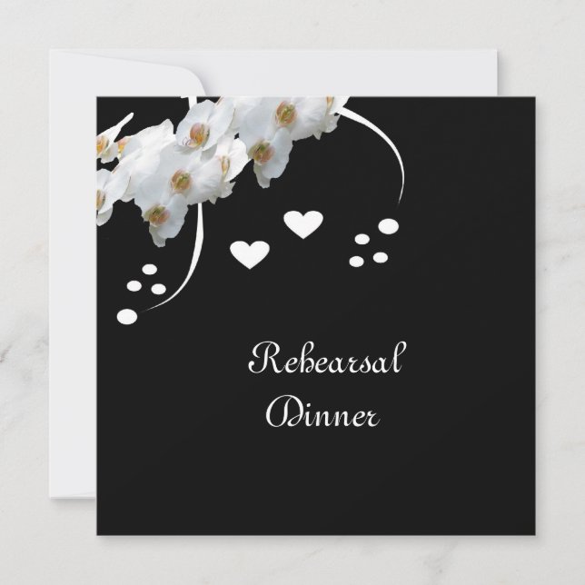 Orchids & Swirls Rehearsal Dinner Invitation (Front)