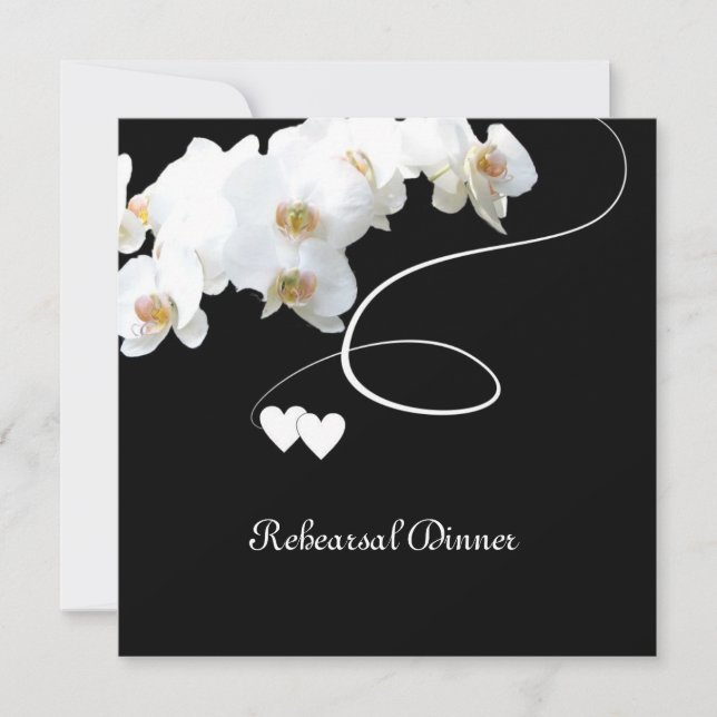 Orchids & Swirls Rehearsal Dinner Invitation (Front)