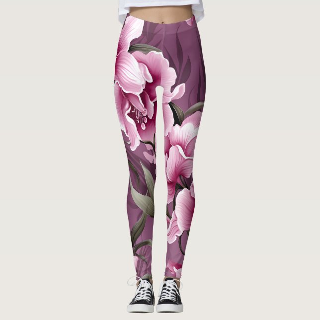Orchids Symphony Pattern Leggings (Front)