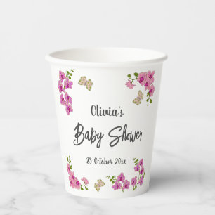 Orchids Tropical Butterfly Welcome Baby Shower Paper Cups