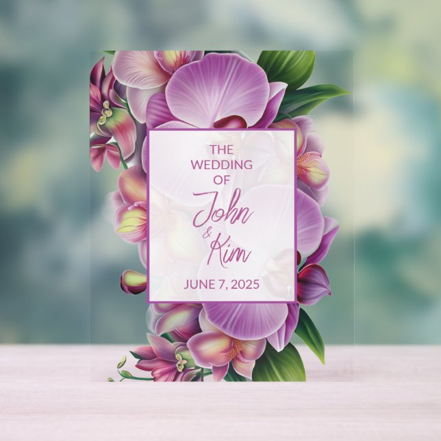 Orchids Wedding Acrylic Sign (Neutral)