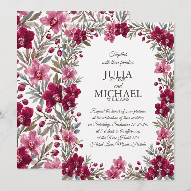 Orchids Wedding Invitation (Front/Back)