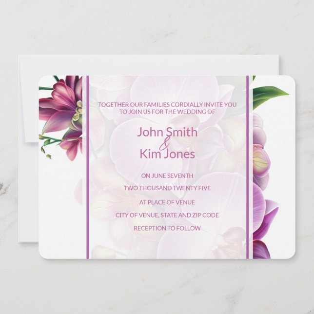 Orchids Wedding Invitation  (Back)