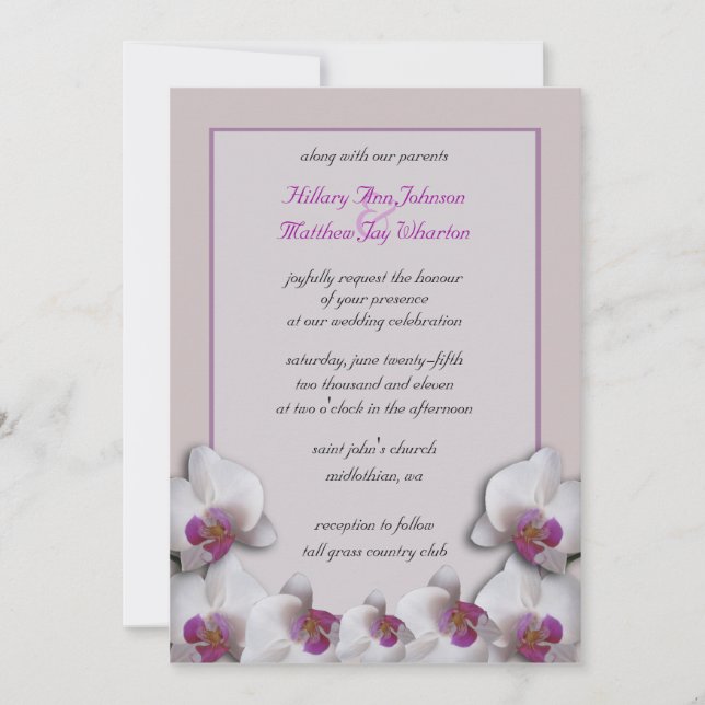 Orchids Wedding Invitation (Front)