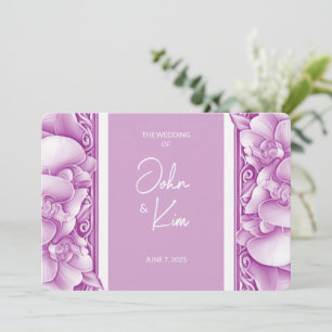 Orchids Wedding Ornate Photo Invitation