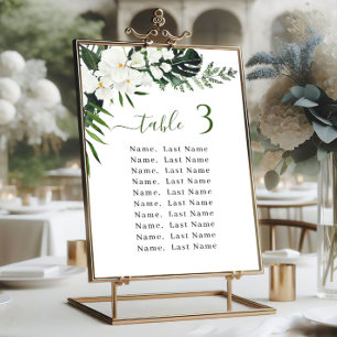Orchids Wedding Table Number Seating Chart Cards
