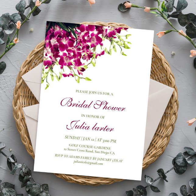 Orchids Wild Botanical Flowers Bridal Shower Invitation (Creator Uploaded)