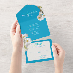 Orchids Woman's Birthday Party  All In One Invitation