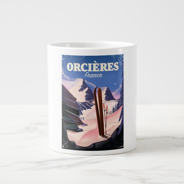 ORCIÈRES france ski poster Large Coffee Mug (Front)