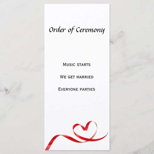 Order of Ceremony 4" x 9" Rackcard Programme (Front)