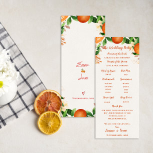 Order of Ceremony Orange Wedding Program Card