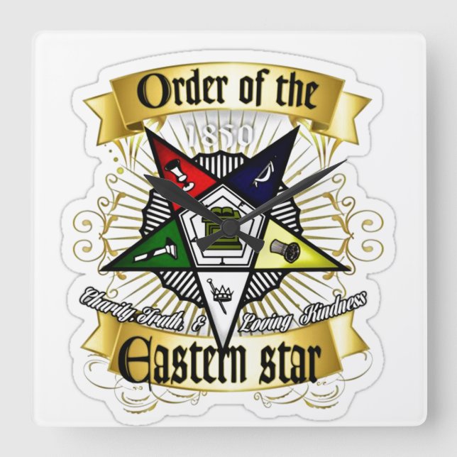 Order of Eastern Star Square Wall Clock (Front)