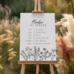 Order of Events Wedding Black Floral Wildflower Poster<br><div class="desc">Order of Events Wedding Black Floral Wildflower</div>