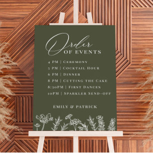 Order of Events Wedding Periwinkle Blue Wildflower Poster