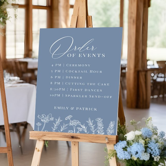 Order of Events Wedding Periwinkle Blue Wildflower Poster (Creator Uploaded)
